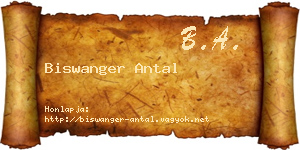 Biswanger Antal névjegykártya